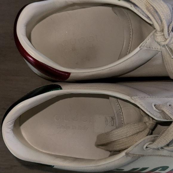 Gucci Aces Blade Print Low Off White Distressed Sneakers Size 6.5 - Picture 10 of 12